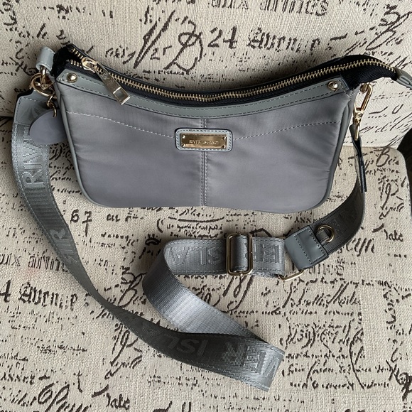 River Island Handbags - River Island Gray Crossbody Bag with Gold Accents